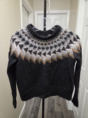 360 Sweater Cashmere Blend Gray and Brown Crew Neck